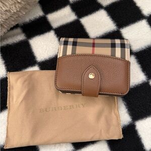 Burberry Beige and Brown Leather Wallet